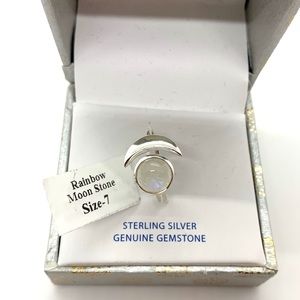 Genuine Rainbow Moonstone Ring